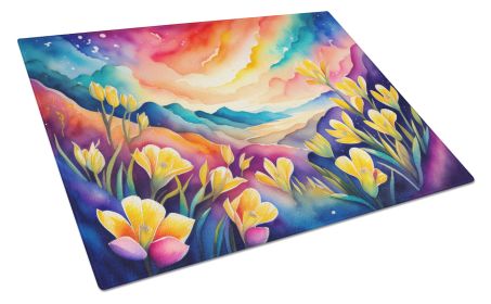 NEW Freesia in Color Glass Cutting Board Decorative Tempered Glass Kitchen Cutting and Serving Board Large Size Chopping Board