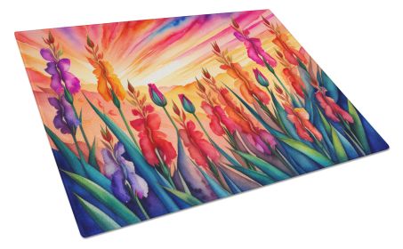 NEW Gladiolus in Color Glass Cutting Board Decorative Tempered Glass Kitchen Cutting and Serving Board Large Size Chopping Board