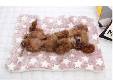 Cat dog sleeping mat warm thickened Sleeping pad blanket;  dog house warm mattress pet cushion (colour: Pink lamb, size: No.4 61 * 41cm)