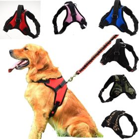 Dog Chest Harness Explosion-Proof Traction Rope For Medium and Large Dog Cat Lash Nylon Material Golden Retriever Pet Supplies (Color: Black, size: M for 13-20kg)