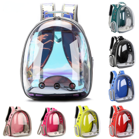 Cat bag Breathable Portable Pet Carrier Bag Outdoor Travel backpack for cat and dog Transparent Space pet Backpack (Color: pink, size: AS Pic)