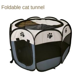 Oxford cloth folding pet tent cat kennel dog kennel cat delivery room indoor pet fence octagonal pet fence (Color: Yellow black, size: 90*90*58)