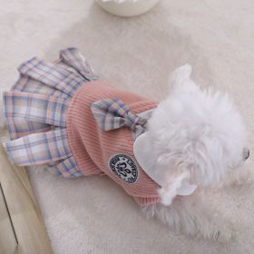 Sweet Bowknot Dog Sweater Dress; Winter Warm Pet Clothes; Costume For Small Medium Large Dog & Cat (Color: pink, size: S)