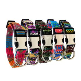 Dog Print Adjustable Collar; suitable For Large & Small Dogs (Color: Royal Blue, size: L)