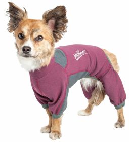 Dog Helios 'Rufflex' Mediumweight 4-Way-Stretch Breathable Full Bodied Performance Dog Warmup Track Suit (Color: pink, size: large)