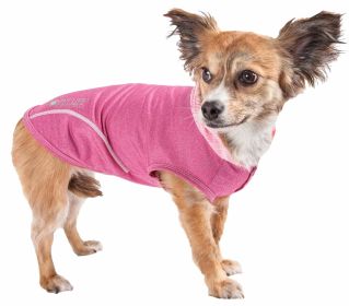 Pet Life Active 'Pull-Rover' Premium 4-Way Stretch Two-Toned Performance Sleeveless Dog T-Shirt Tank Top Hoodie (Color: pink, size: small)