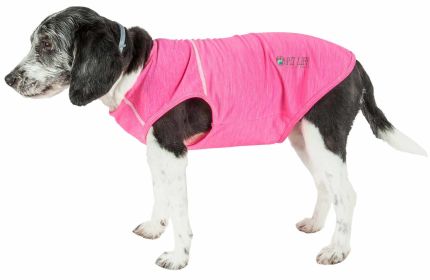 Pet Life Active 'Aero-Pawlse' Heathered Quick-Dry And 4-Way Stretch-Performance Dog Tank Top T-Shirt (Color: pink, size: small)